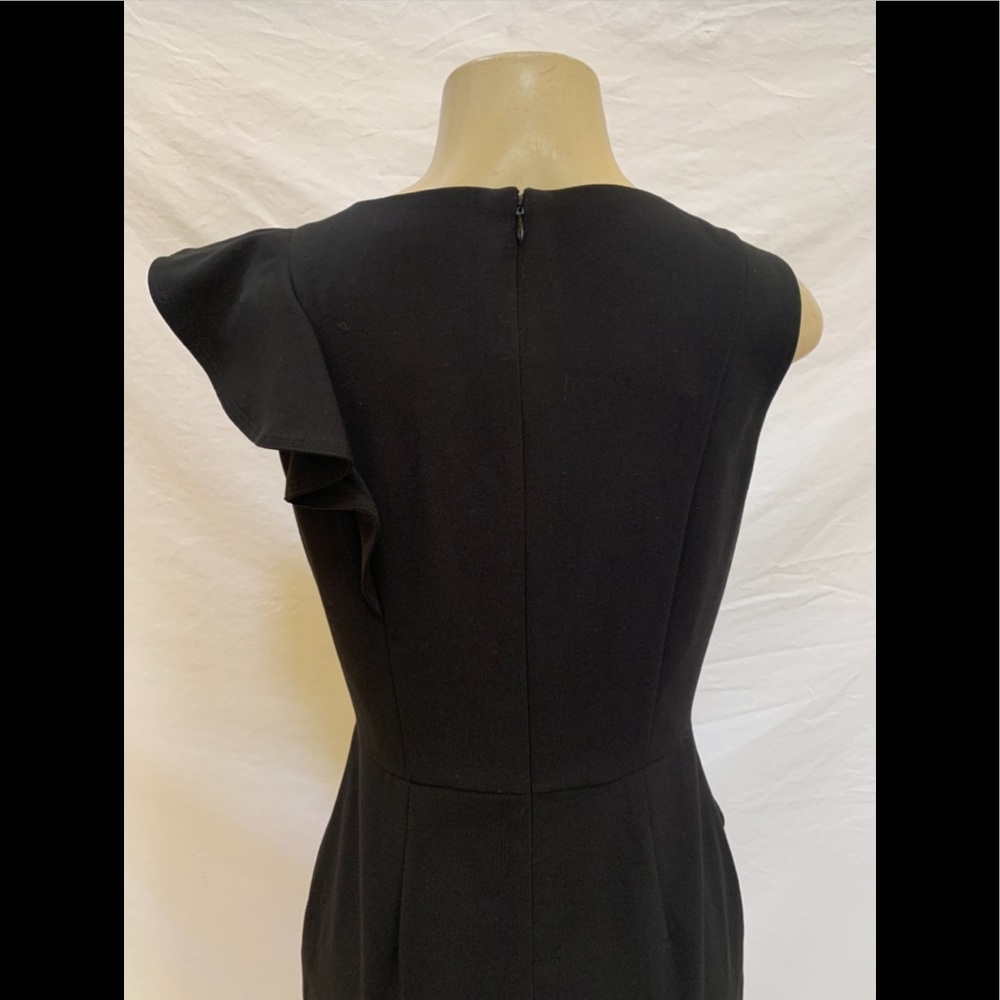 Calvin Klein Size 8 Ruffled Sleeveless Little Black Sheath Dress - Picture 7 of 10